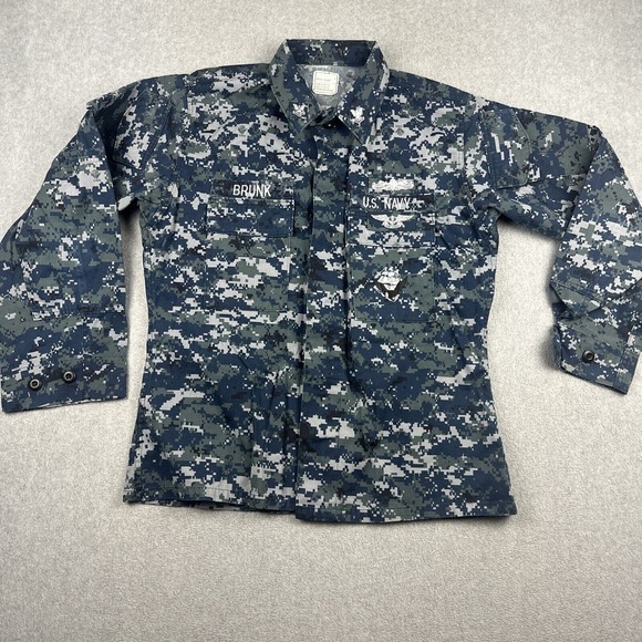 Other - US Navy Shirt Mens M Reg Work Uniform NWU Type I Blue‎ Digital Camo Blouse WORK
